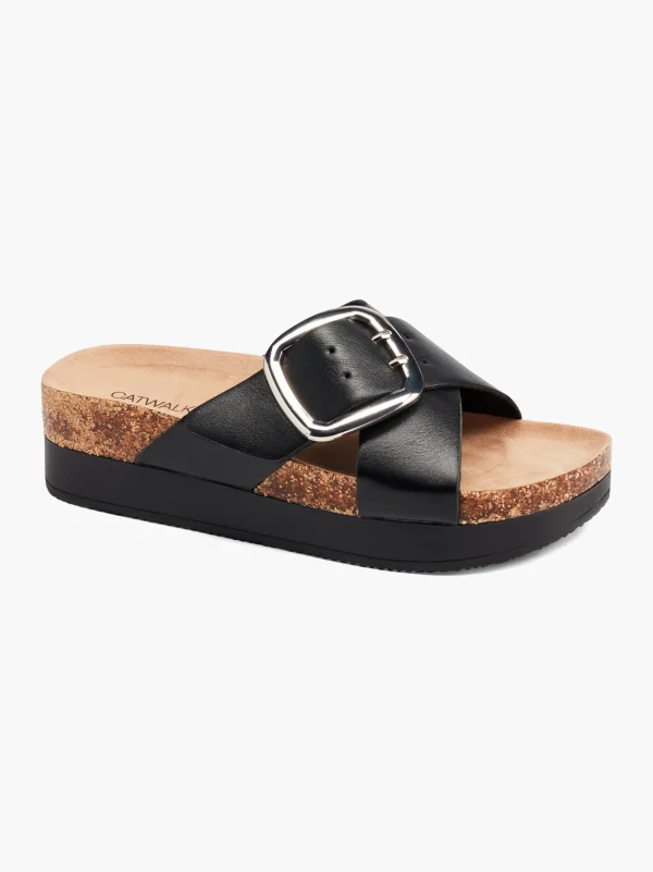 Clearance Catwalk Ciabatta con plantare profondo Nero